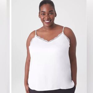 Lane Bryant Lace Trim Satin Cami Women's 16 White Career Academia Layer NWT